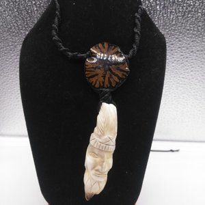 Peruvian shaman necklace woven in ayahuasca flower macrame thread